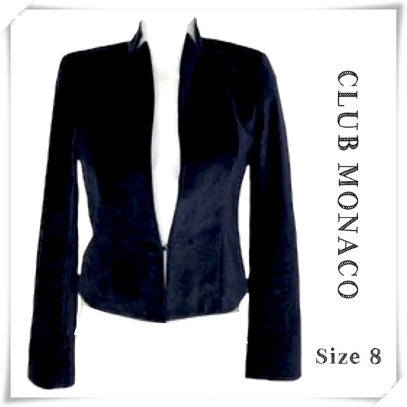 CLUB Monaco Velvet Stand Collar Blazer Jacket In Black Size 8 Style #00700283 - Picture 1 of 8